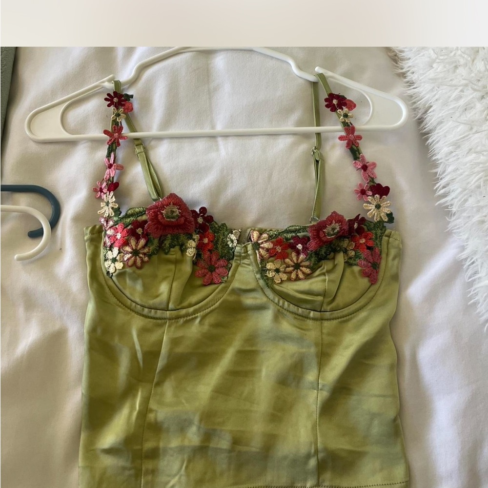 Princess Polly Light Green Satin Bustier